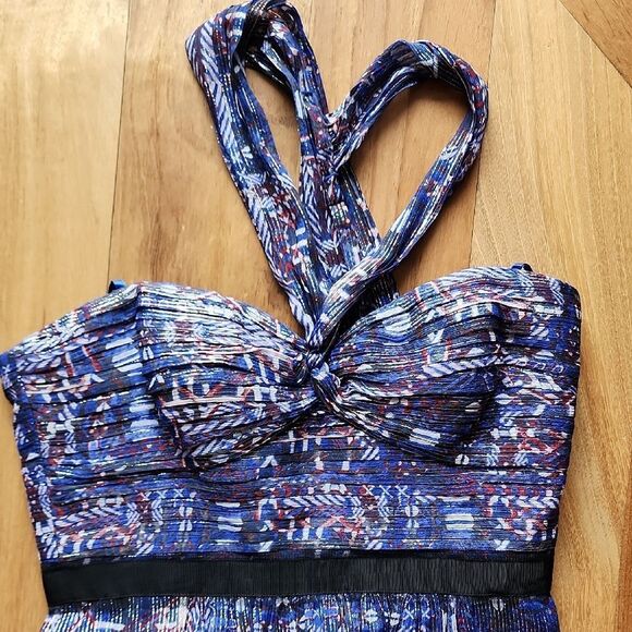 BCBGMAXAZRIA Blue and Purple Halter Dress - Women's Size 8 - Picture 2 of 8